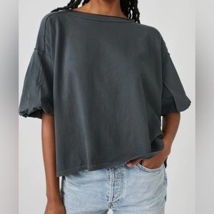 Women’s Free People Charcoal Gray Blossom Tee